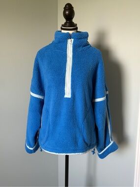 Bright Blue Sherpa Half-Zip Pullover Fleece - XL